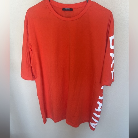 Balmain men's orange cotton T-shirt.  🍊 - Picture 10 of 10
